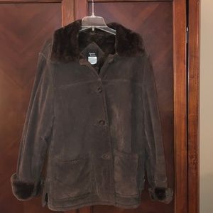 Dennis Basso Brown Suede/Faux Shearling